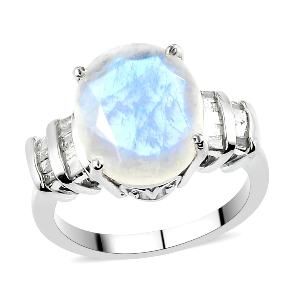 🔥PRICE DROP🔥NWT MOONSTONE & DIAMOND PLATINUM OVER STERLING SILVER  SZ 7